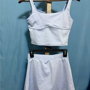 Chic Pastel Blue Skirt Set for Women